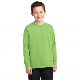 Port & Company PC54YLS Youth Long Sleeve Core Cotton Tee - Lime