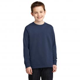 Port & Company PC54YLS Youth Long Sleeve Core Cotton Tee - Navy