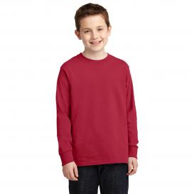 Port & Company PC54YLS Youth Long Sleeve Core Cotton Tee - Red