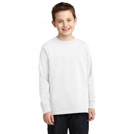 Port & Company PC54YLS Youth Long Sleeve Core Cotton Tee - White
