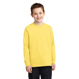 Port & Company PC54YLS Youth Long Sleeve 5.4-oz 100% Cotton T-Shirt - Yellow