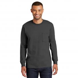 Port & Company PC61LSPT Tall Long Sleeve Essential T-Shirt with Pocket - Charcoal