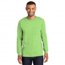 Port & Company PC61LSPT Tall Long Sleeve Essential T-Shirt with Pocket - Lime
