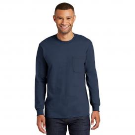Port & Company PC61LSPT Tall Long Sleeve Essential T-Shirt with Pocket - Navy