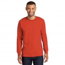 Port & Company PC61LSPT Tall Long Sleeve Essential T-Shirt with Pocket - Orange