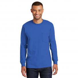 Port & Company PC61LSPT Tall Long Sleeve Essential T-Shirt with Pocket - Royal