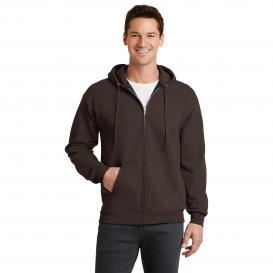 Port & Company PC78ZH Core Fleece Full-Zip Hooded Sweatshirt - Dark Chocolate Brown