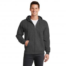 Port & Company PC78ZH Core Fleece Full-Zip Hooded Sweatshirt - Dark Heather Grey