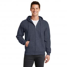 Port & Company PC78ZH Core Fleece Full-Zip Hooded Sweatshirt - Heather Navy