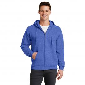 Port & Company PC78ZH Core Fleece Full-Zip Hooded Sweatshirt - Heather Royal