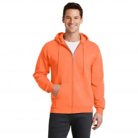 Port & Company PC78ZH Core Fleece Full-Zip Hooded Sweatshirt - Neon Orange