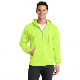 Port & Company PC78ZH Core Fleece Full-Zip Hooded Sweatshirt - Neon Yellow