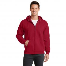 Port & Company PC78ZH Core Fleece Full-Zip Hooded Sweatshirt - Red