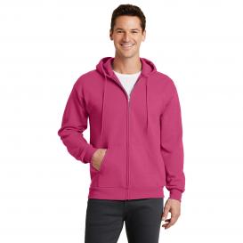 Port & Company PC78ZH Core Fleece Full-Zip Hooded Sweatshirt - Sangria