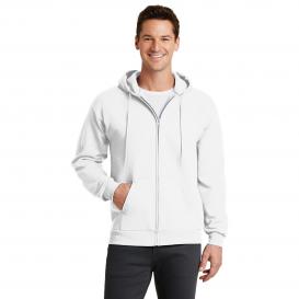 Port & Company PC78ZH Core Fleece Full-Zip Hooded Sweatshirt - White