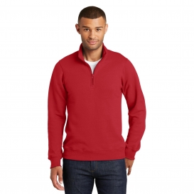 Port & Company PC850Q Fan Favorite Fleece 1/4-Zip Pullover Sweatshirt - Bright Red