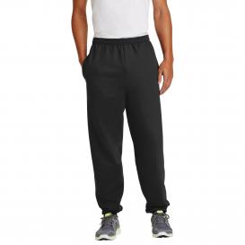 Port & Company PC90P Essential Fleece Sweatpants with Pockets - Jet Black