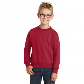 Port & Company PC90Y Youth Core Fleece Crewneck Sweatshirt - Red