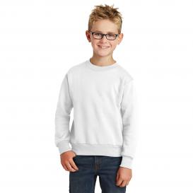 Port & Company PC90Y Youth Core Fleece Crewneck Sweatshirt - White