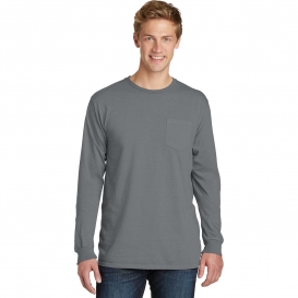 Port & Company PC099LSP Beach Wash Garment-Dyed Long Sleeve Pocket Tee - Pewter
