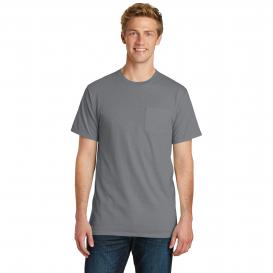 Port & Company PC099P Beach Wash Garment-Dyed Pocket Tee - Pewter