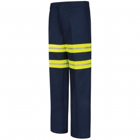 Red Kap PC20EV Enhanced Visibility Wrinkle-Resistant Cotton Pants - Navy with Visibility Trim