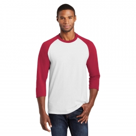 Port & Company PC55RS 3/4-Sleeve Raglan T-Shirt - White/Red