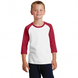 Port & Company PC55YRS 3/4-Sleeve Raglan T-Shirt - White/Red