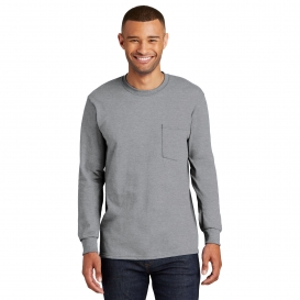 Port & Company PC61LSP Long Sleeve Essential Pocket Tee - Athletic Heather