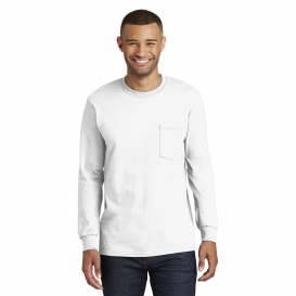 Port & Company PC61LSP Long Sleeve Essential Pocket Tee - White