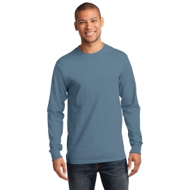 Port & Company PC61LS Long Sleeve Essential T-Shirt - Stonewashed Blue