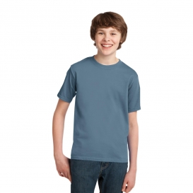 Port & Company PC61Y Youth Essential T-Shirt - Stonewashed Blue