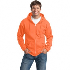 Port & Company PC78ZH Classic Full-Zip Hooded Sweatshirt - Neon Orange ...