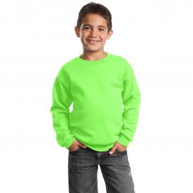 Port & Company PC90Y Youth Crewneck Sweatshirt - Neon Green