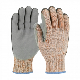 PIP 09-H550SLPV Scrap King Seamless Knit PolyKor Engineered Yarn Leather Palm Gloves