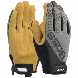 PIP 120-MC1325T Premium Pigskin Leather Palm with Mesh Fabric Back and Para-Aramid Cut Lining - Gray