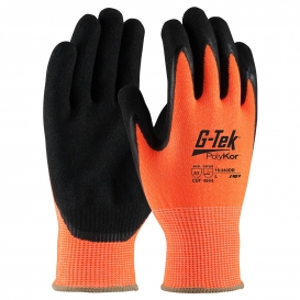 PIP 16-340OR G-Tek PolyKor Hi-Viz Seamless Knit PolyKor Blended Gloves - Double Dipped Nitrile Coated Micro-Surface Grip