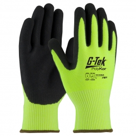PIP 16-343LG G-Tek PolyKor Hi-Vis Seamless Knit PolyKor Blended Gloves - Nitrile Coated Micro-Surface Grip - Lime/Black