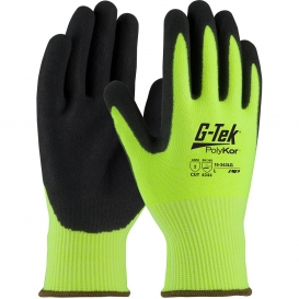 PIP 16-343LG G-Tek PolyKor Hi-Vis Seamless Knit PolyKor Blended Gloves - Nitrile Coated Micro-Surface Grip on Palm & Fingers - Lime/Black