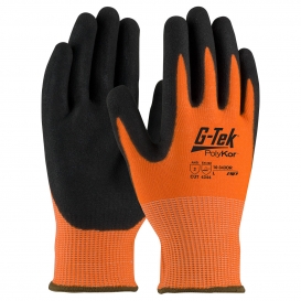 PIP 16-343OR G-Tek PolyKor Hi-Vis Seamless Knit PolyKor Blended Gloves - Nitrile Coated Micro-Surface Grip - Orange/Black