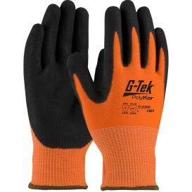 PIP 16-343OR G-Tek PolyKor Hi-Vis Seamless Knit PolyKor Blended Gloves - Nitrile Coated Micro-Surface Grip on Palm & Fingers - Orange/Black