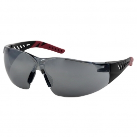 Bouton 250-36-0025 Q-Vision Safety Glasses - Black/Burgundy Temples - Silver Mirror Anti-Fog Lens