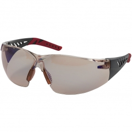 Bouton 250-36-0226 Q-Vision Safety Glasses - Black/Burgundy Temples - Indoor/Outdoor Blue Anti-Fog Lens