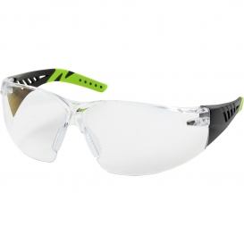 Bouton 250-36-1010 Q-Vision Safety Glasses - Black/Lime Green Temples - Clear Lens