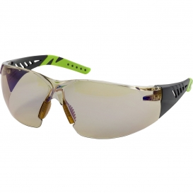 Bouton 250-36-1226 Q-Vision Safety Glasses - Black/Lime Green Temples - Indoor/Outdoor Blue Anti-Fog Lens