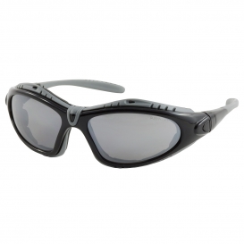 Bouton 250-50-0425 Fuselage Safety Glasses/Goggles - Black Foam Lined Frame - Silver Mirror Anti-Fog Lens