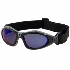 Bouton 250-50-0426 Fuselage Safety Glasses/Goggles - Black Foam Lined Frame - Blue Mirror Anti-Fog Lens