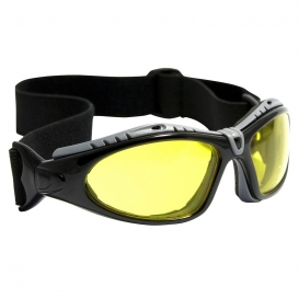 Bouton 250-50-0429 Fuselage Safety Glasses/Goggles - Black Foam Lined Frame - Amber Anti-fog Lens