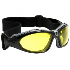 Bouton 250-50-0429 Fuselage Safety Glasses/Goggles - Black Foam Lined Frame - Amber Anti-fog Lens
