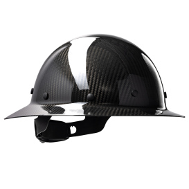 PIP 280-HP1471R Dynamic Wolfjaw Smooth Dome Full Brim Hard Hat - 8-Point Ratchet Suspension - Glossy Carbon Fiber